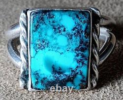 LARGE EARLY VINTAGE NAVAJO NATIVE AMERICAN STERLING SILVER TURQUOISE RING sz 10+