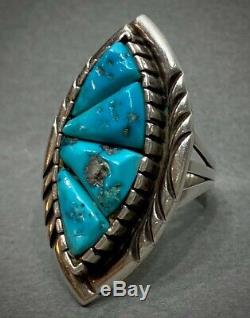 LARGE Vintage Navajo Native American Sterling Silver Cobblestone Turquoise Ring