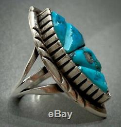 LARGE Vintage Navajo Native American Sterling Silver Cobblestone Turquoise Ring