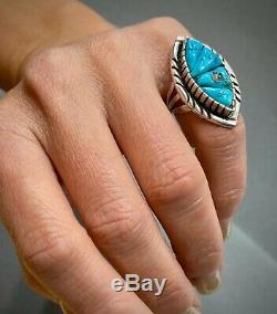 LARGE Vintage Navajo Native American Sterling Silver Cobblestone Turquoise Ring