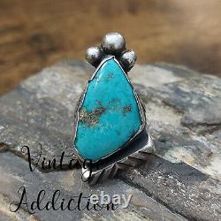 LOUISE PLATERO Navajo 1 Sterling Silver Turquoise Ring Vintage Native Old