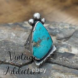 LOUISE PLATERO Navajo 1 Sterling Silver Turquoise Ring Vintage Native Old