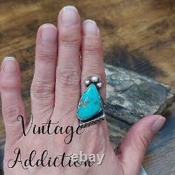 LOUISE PLATERO Navajo 1 Sterling Silver Turquoise Ring Vintage Native Old