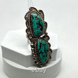 LOWELL DRAPER NAVAJO. 925 Sterling SILVER TURQUOISE FULL FINGER Ring SIGNED