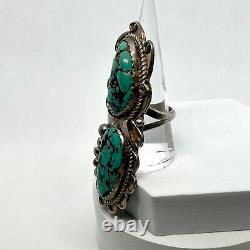 LOWELL DRAPER NAVAJO. 925 Sterling SILVER TURQUOISE FULL FINGER Ring SIGNED