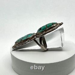 LOWELL DRAPER NAVAJO. 925 Sterling SILVER TURQUOISE FULL FINGER Ring SIGNED