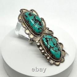 LOWELL DRAPER NAVAJO. 925 Sterling SILVER TURQUOISE FULL FINGER Ring SIGNED