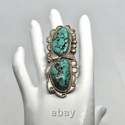 LOWELL DRAPER NAVAJO. 925 Sterling SILVER TURQUOISE FULL FINGER Ring SIGNED