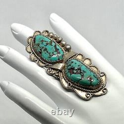 LOWELL DRAPER NAVAJO. 925 Sterling SILVER TURQUOISE FULL FINGER Ring SIGNED