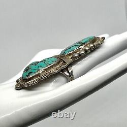 LOWELL DRAPER NAVAJO. 925 Sterling SILVER TURQUOISE FULL FINGER Ring SIGNED