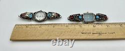 LP468 Lot Vintage Navajo Sterling Silver Turquoise & Coral Watches & Tips