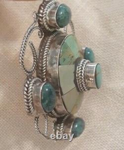 Large 2.88 Vintage Turquoise Pendant Navajo Southwest Sterling Silver 35.68 gr