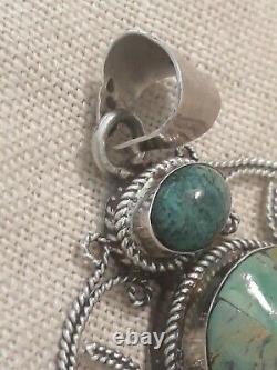 Large 2.88 Vintage Turquoise Pendant Navajo Southwest Sterling Silver 35.68 gr