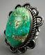 Large Vintage Navajo Harvey Era Sterling Silver Spiderweb Turquoise Ring WOW