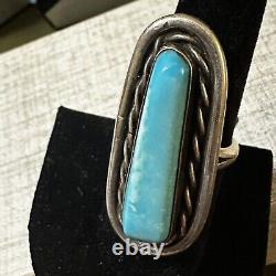 Large Vintage Navajo Turquoise Sterling Silver 925 Ring Size 8