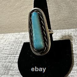 Large Vintage Navajo Turquoise Sterling Silver 925 Ring Size 8