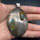 Large Vintage Navajo Two Sided Turquoise Stamped Silver Pendant