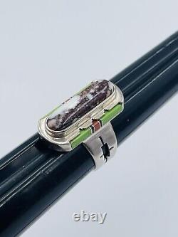 Leo Yazzie Vintage Navajo Sterling Silver Turquoise White Buffalo Ring Size 8