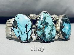 Lewis Brown Vintage Navajo Turquoise Sterling Silver Bracelet
