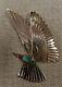 Lge Vtg Navajo Sterling & Turquoise Hummingbird Pendant, Signed, 3 1/2 Long, Sgnd