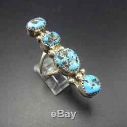 Long Vintage NAVAJO Sterling Silver & Old Kingman TURQUOISE RING, size 7, 11.1g