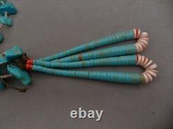 Long Vintage Navajo Turquoise Nuggets & Olive Shell Heishi Jacla Necklace