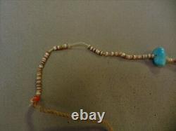 Long Vintage Navajo Turquoise Nuggets & Olive Shell Heishi Jacla Necklace
