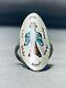 Longbird Vintage Navajo Turquoise Coral Sterling Silver Inlay Ring Old