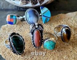 Lot of 7 TURQUOISE RING'S Vintage Retro Navajo Estate Southwest style Jewelry