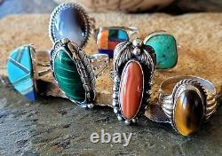 Lot of 7 TURQUOISE RING'S Vintage Retro Navajo Estate Southwest style Jewelry