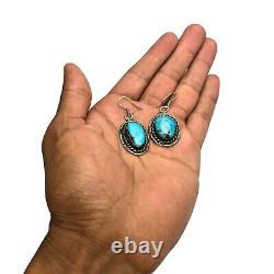 MARVELOUS VINTAGE NAVAJO BLUE GEM TURQUOISE STERLING SILVER Earrings