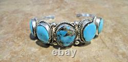 MARVELOUS! Vintage Navajo Sterling Silver FIVE TURQUOISE Bracelet