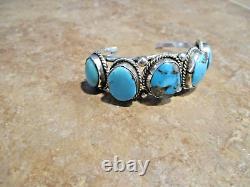 MARVELOUS! Vintage Navajo Sterling Silver FIVE TURQUOISE Bracelet