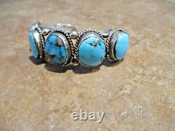 MARVELOUS! Vintage Navajo Sterling Silver FIVE TURQUOISE Bracelet