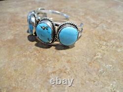 MARVELOUS! Vintage Navajo Sterling Silver FIVE TURQUOISE Bracelet