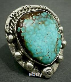 MASSIVE Huge Vintage Navajo Sterling Silver Spiderweb Turquoise Ring 27 Grams