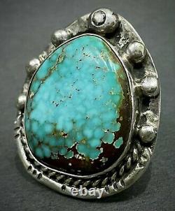 MASSIVE Huge Vintage Navajo Sterling Silver Spiderweb Turquoise Ring 27 Grams