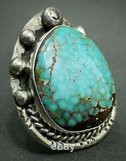 MASSIVE Huge Vintage Navajo Sterling Silver Spiderweb Turquoise Ring 27 Grams