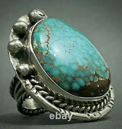 MASSIVE Huge Vintage Navajo Sterling Silver Spiderweb Turquoise Ring 27 Grams