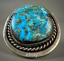 MASSIVE Vintage Navajo HEARTY Sterling Silver Blue Turquoise Ring 27 Grams