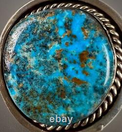 MASSIVE Vintage Navajo HEARTY Sterling Silver Blue Turquoise Ring 27 Grams