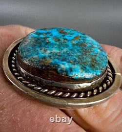 MASSIVE Vintage Navajo HEARTY Sterling Silver Blue Turquoise Ring 27 Grams