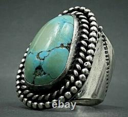 MASSIVE Vintage Navajo Native American Sterling Silver Turquoise Dome Ring 27Gr