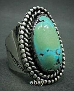 MASSIVE Vintage Navajo Native American Sterling Silver Turquoise Dome Ring 27Gr