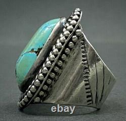 MASSIVE Vintage Navajo Native American Sterling Silver Turquoise Dome Ring 27Gr