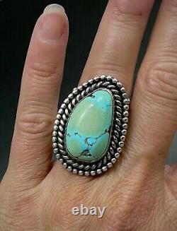 MASSIVE Vintage Navajo Native American Sterling Silver Turquoise Dome Ring 27Gr