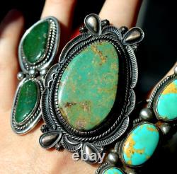 MASSIVE vintage NAVAJO TURQUOISE RING sterling silver size 8 44g Vandever