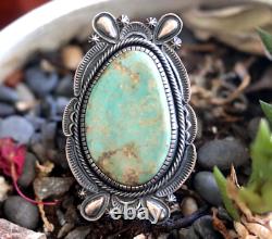 MASSIVE vintage NAVAJO TURQUOISE RING sterling silver size 8 44g Vandever