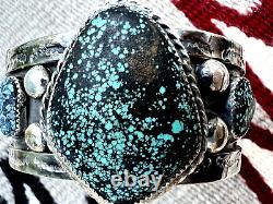 MASSIVE vintage Southwestern TURQUOISE CUFF bracelet 8 141g Navajo men sterling