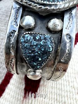 MASSIVE vintage Southwestern TURQUOISE CUFF bracelet 8 141g Navajo men sterling